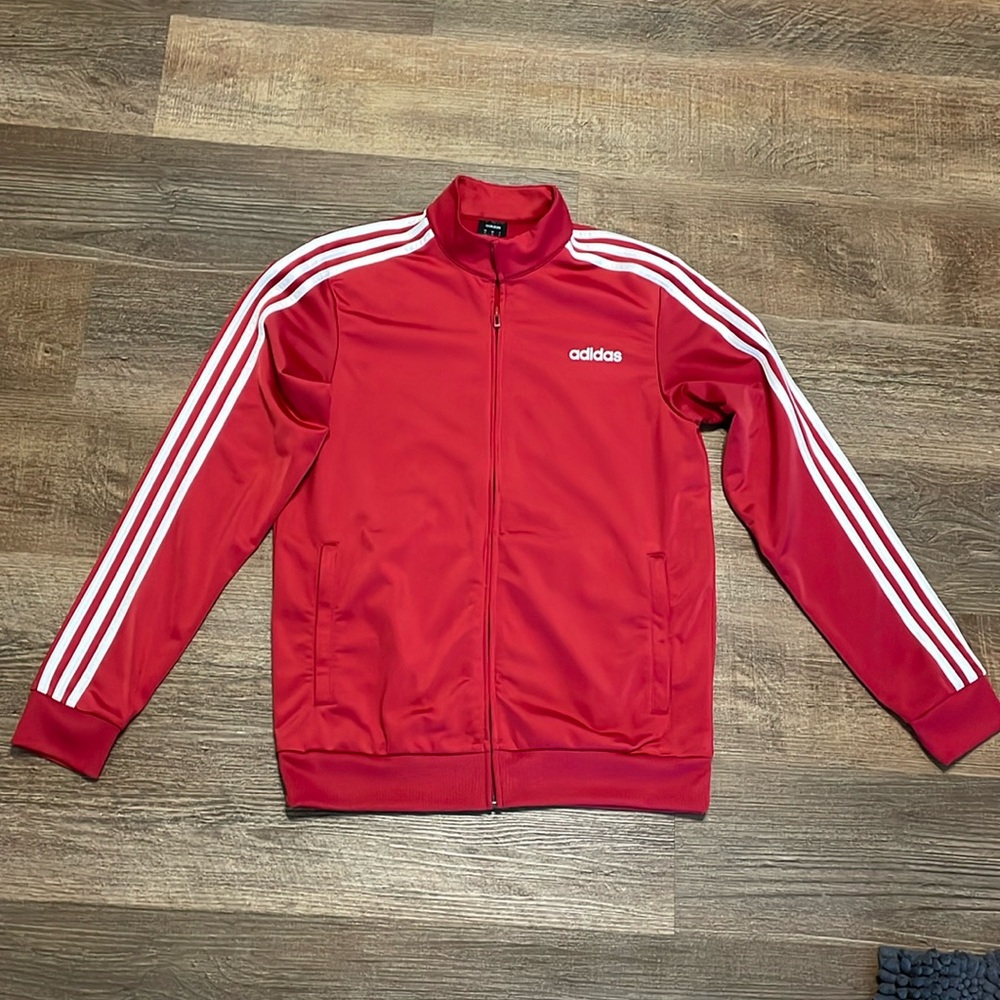 Adidas unisex  track jacket, red size Medium sports active wear